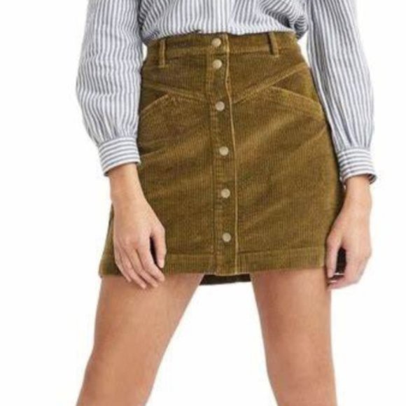 Madewell Dresses & Skirts - Madewell Corduroy A-Line Snap Mini Skirt in Green